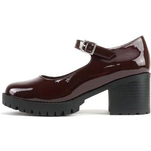 Soda Boxer Mary Jane Style Rounded Chunky Block Heel with Adjustable Strap